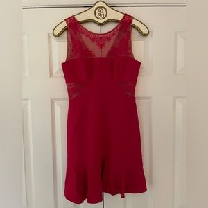 BCBGMAXAZRIA Red Cutout Dress with Lace